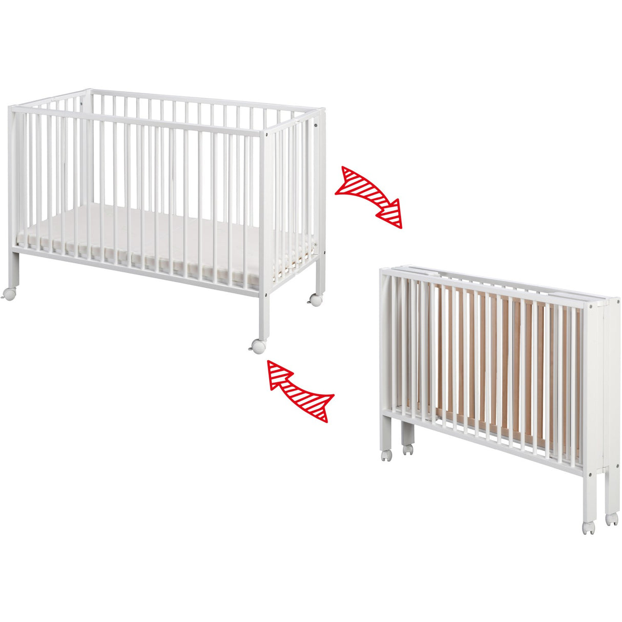 tiSsi® White Laquer Jori Sammenklappelig Seng Massiv Bøk