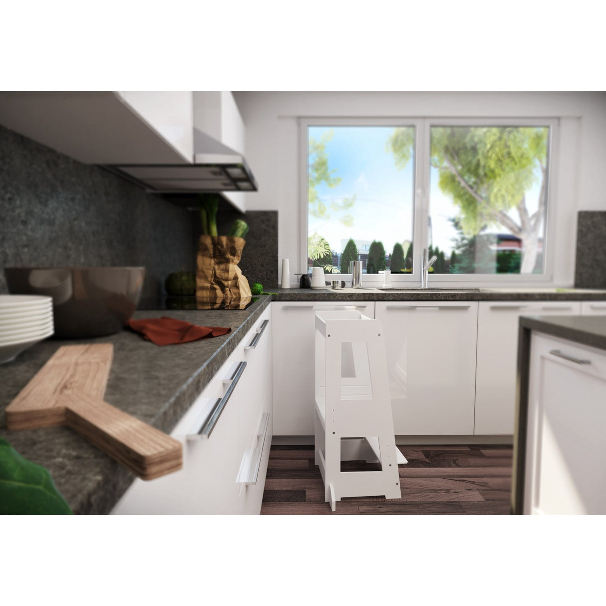 tiSsi® White Laquer Felix Læringstårn Massiv Bøk