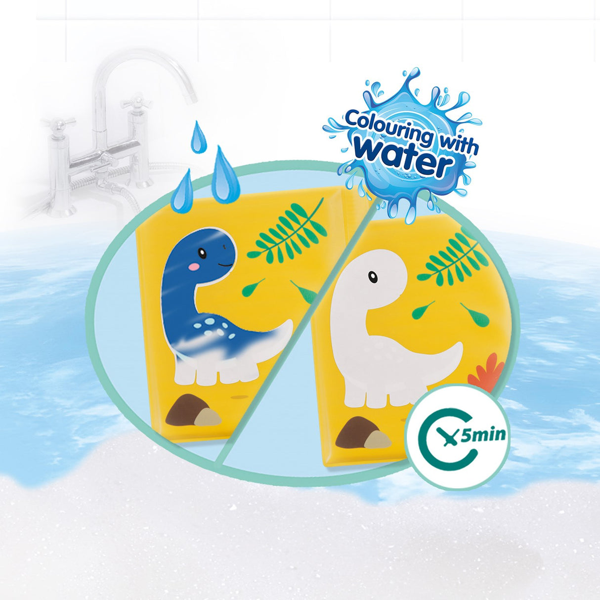 SES Creative Badespill Fargelegging Med Vann Dino Bath Book