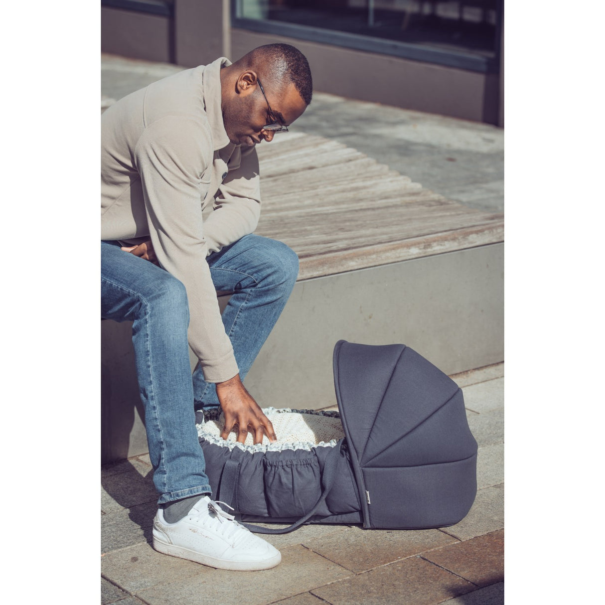 Sebra Blue Olive Hette For 3-In-1 Baby Nest