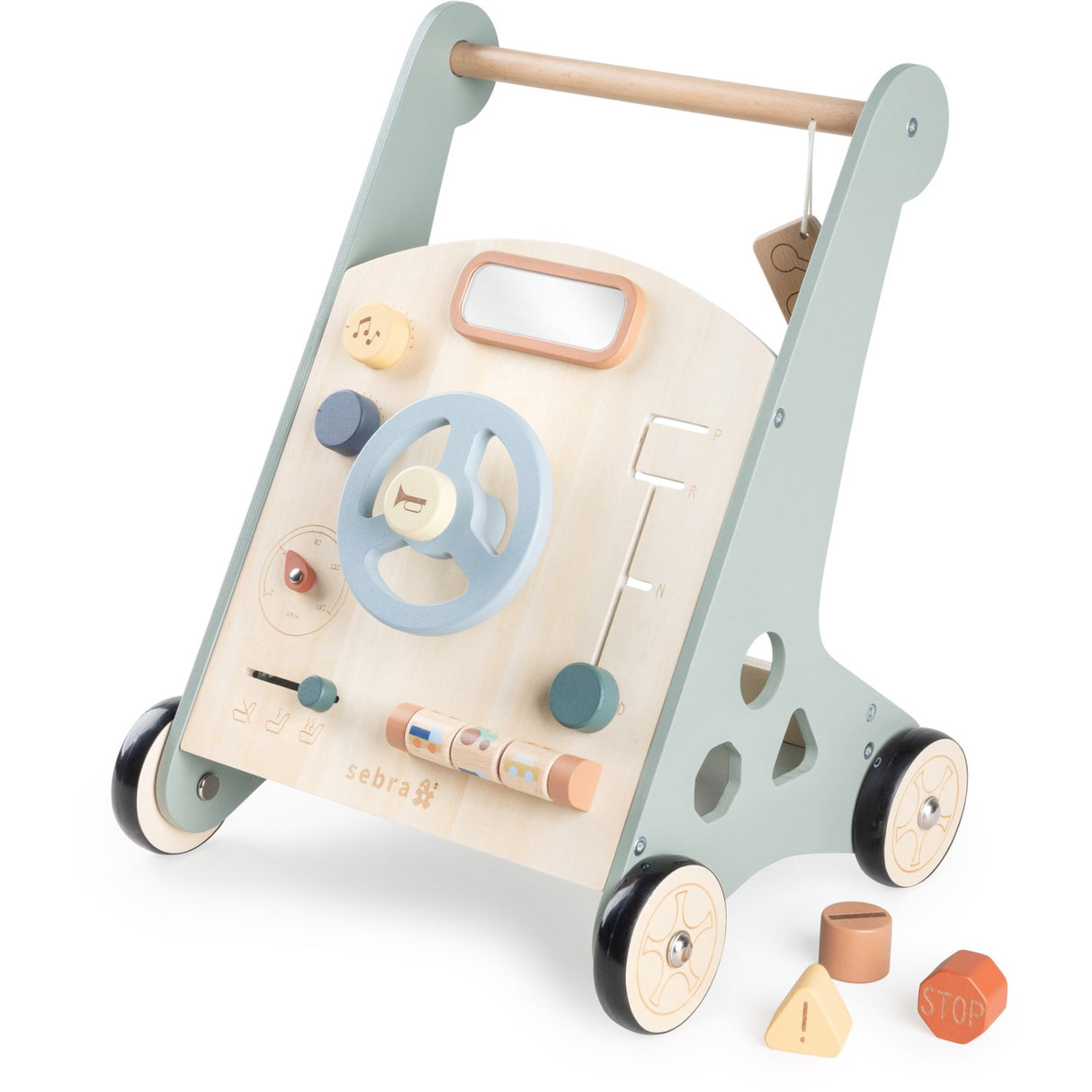 Sebra Wooden Activity Walker Bil