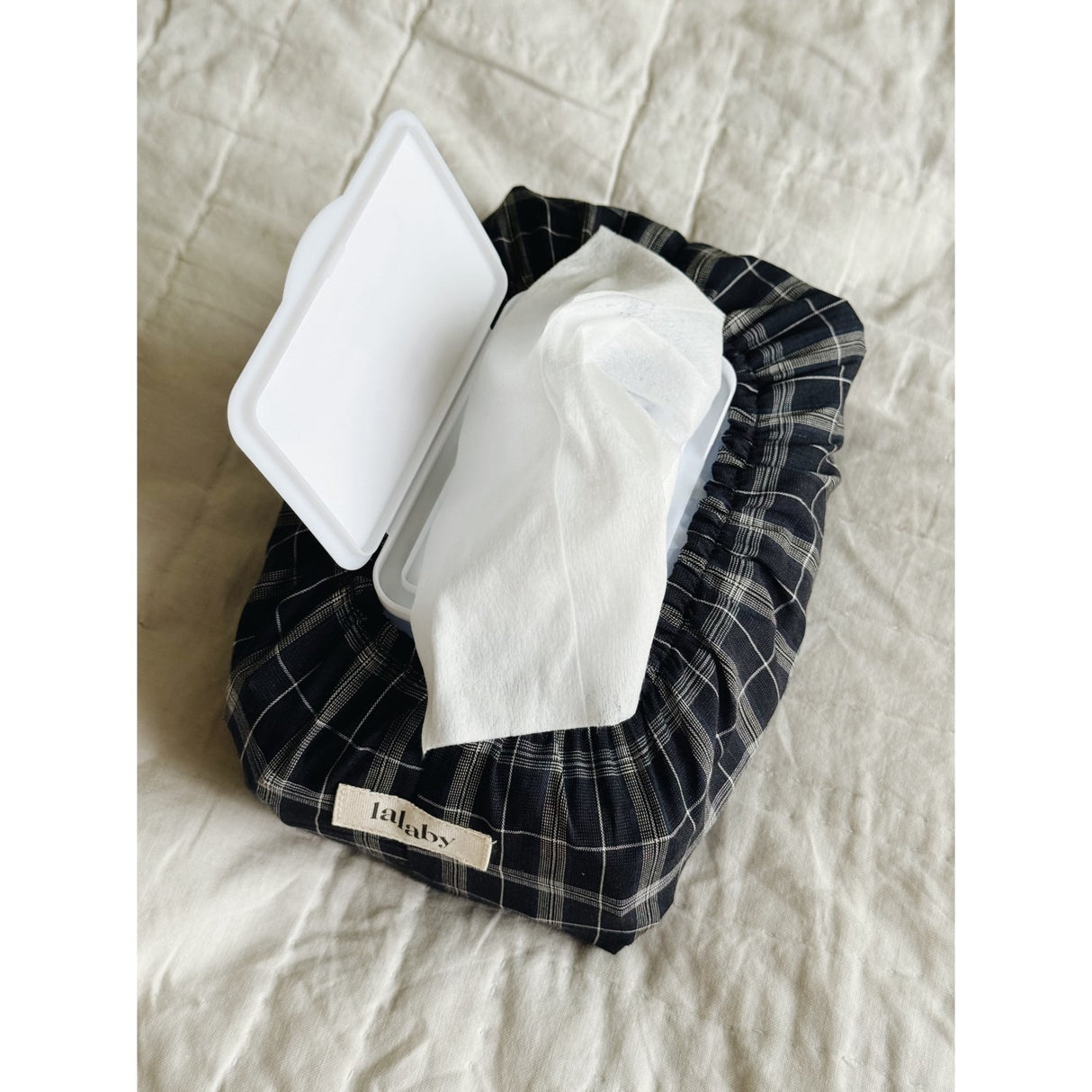 Lalaby Wet Wipe Cover Blue Check