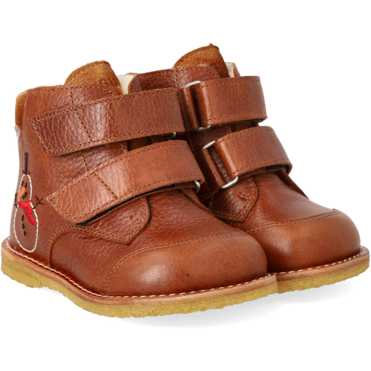 Angulus Cognac/Cognac TEX-støvel for nybegynnere med brodert snømann