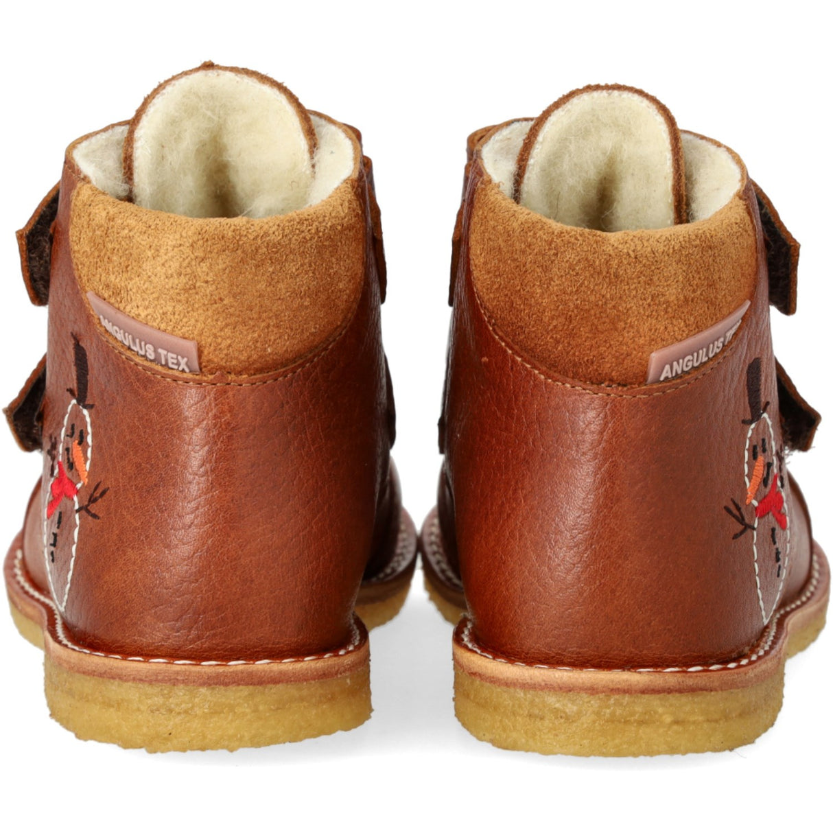 Angulus Cognac/Cognac TEX-støvel for nybegynnere med brodert snømann