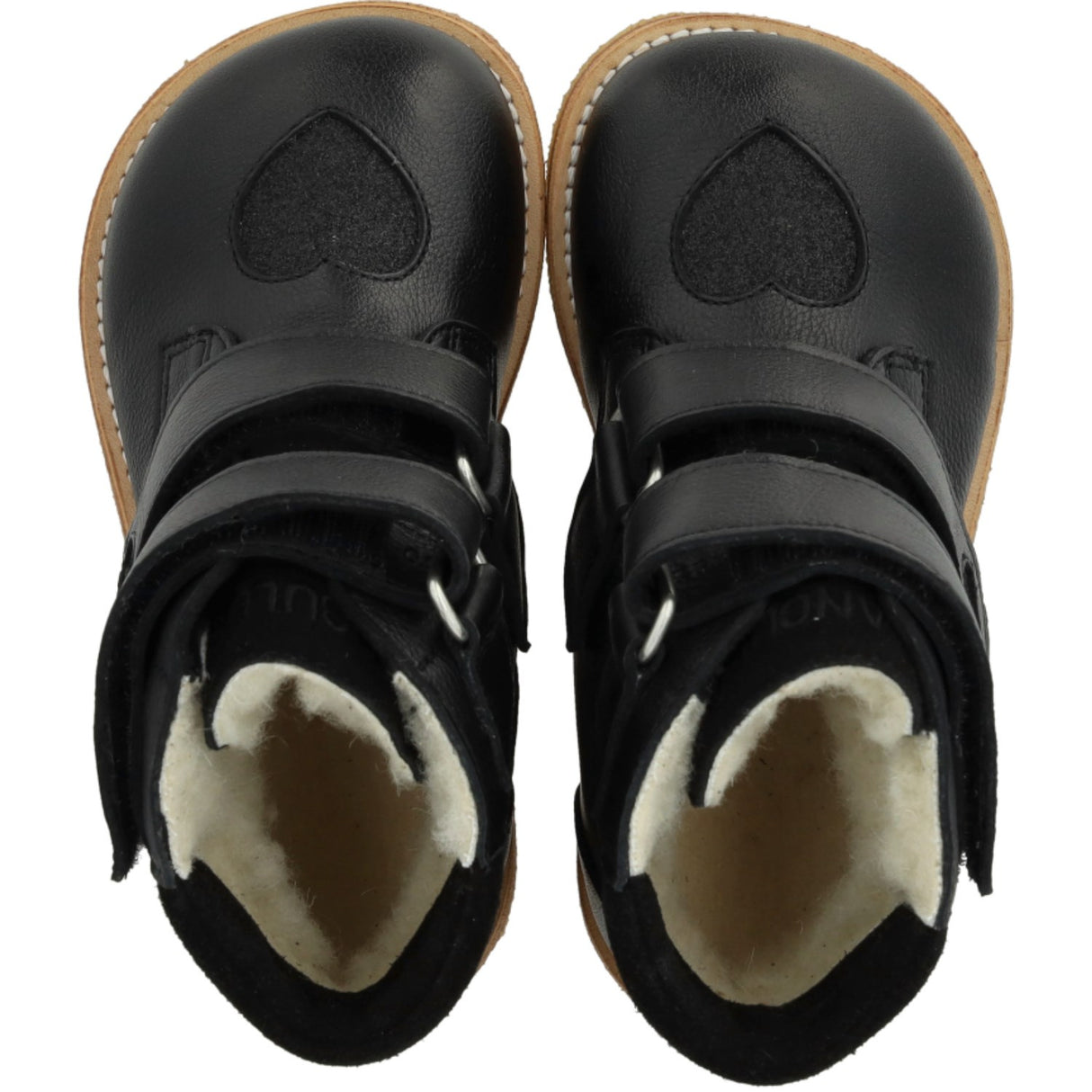 Angulus Svart/Svart Glitter TEX Støvel med Glitrende Glitter Hjerter