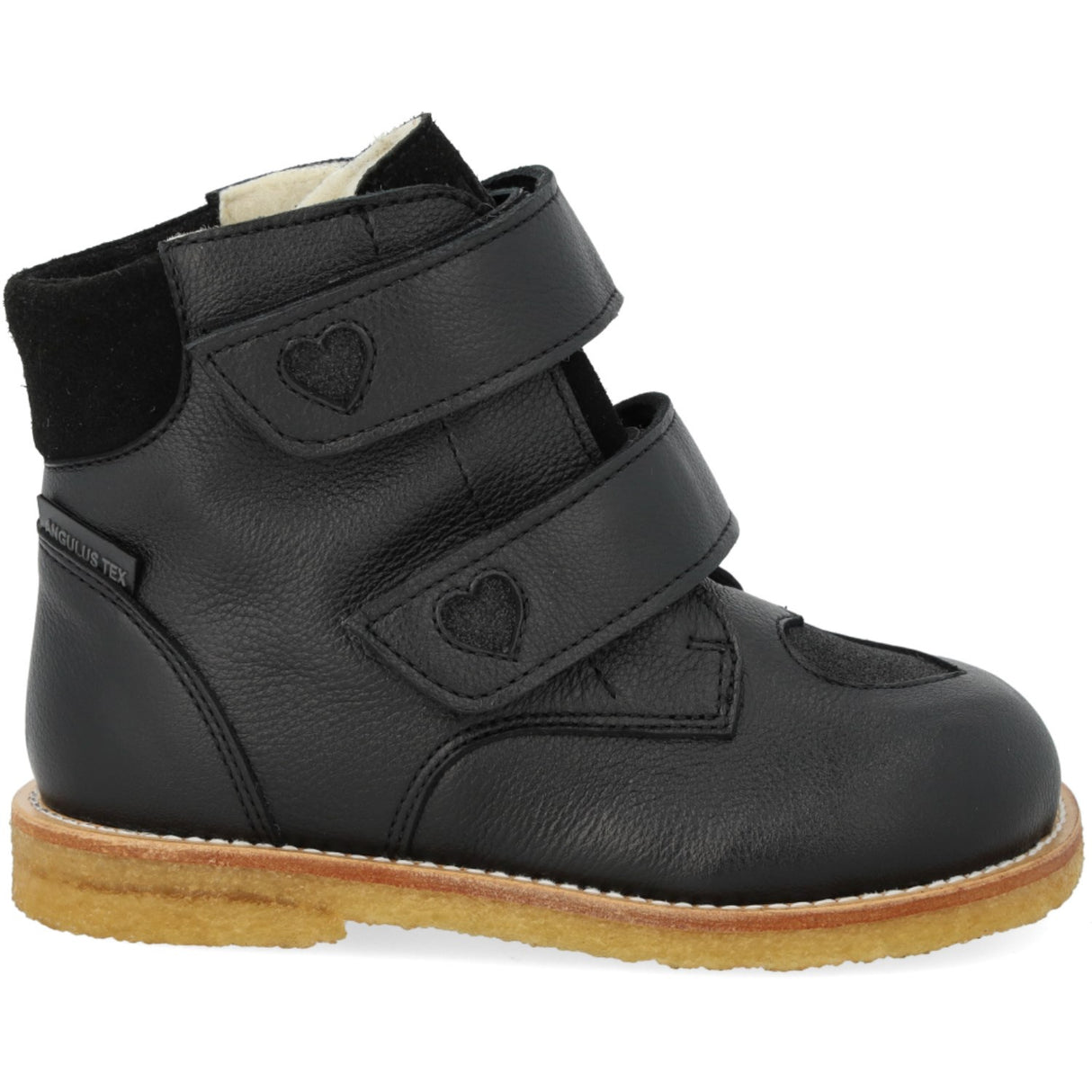 Angulus Svart/Svart Glitter TEX Støvel med Glitrende Glitter Hjerter