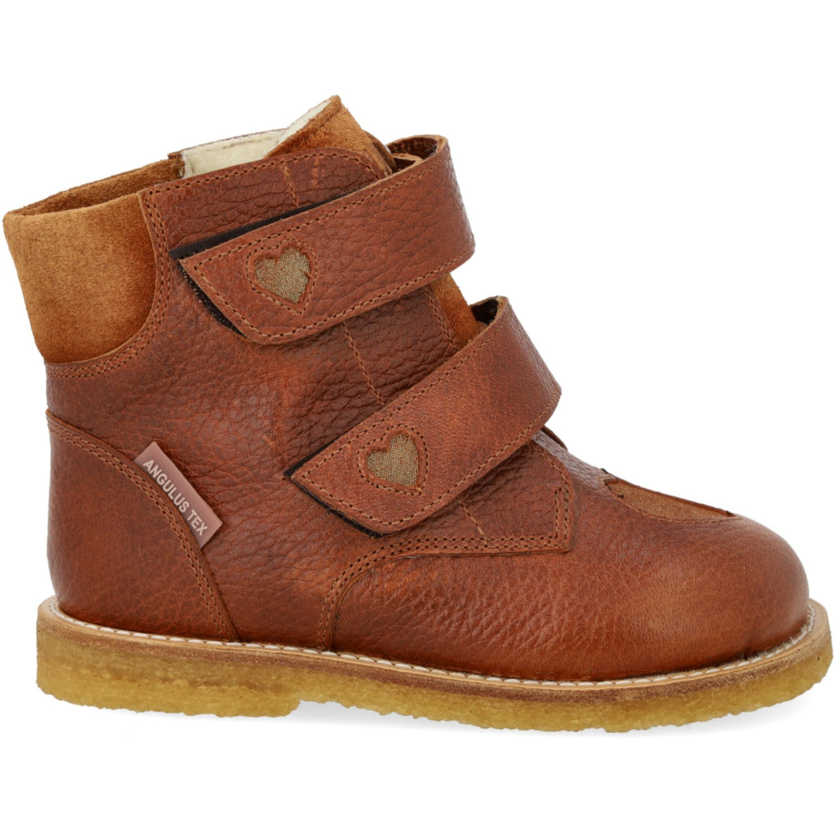 Angulus Cognac/Cognac Glitter/Mustard TEX Boot med glitrende glitterhjerter