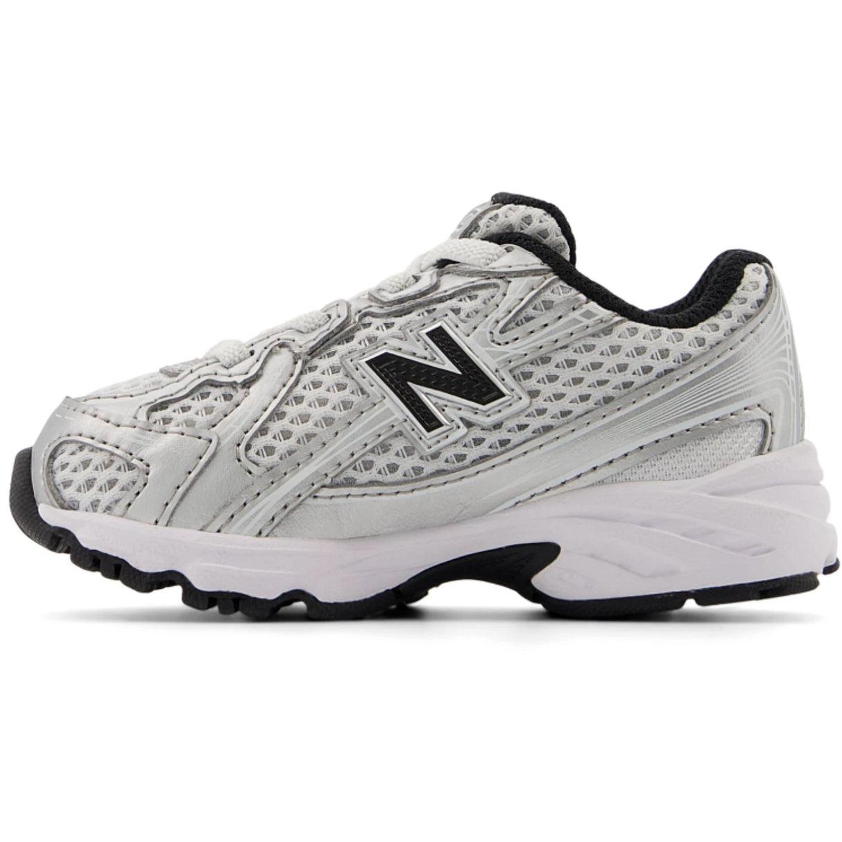 New Balance Silver Metallic 740 Kids Bungee Lace Sneakers