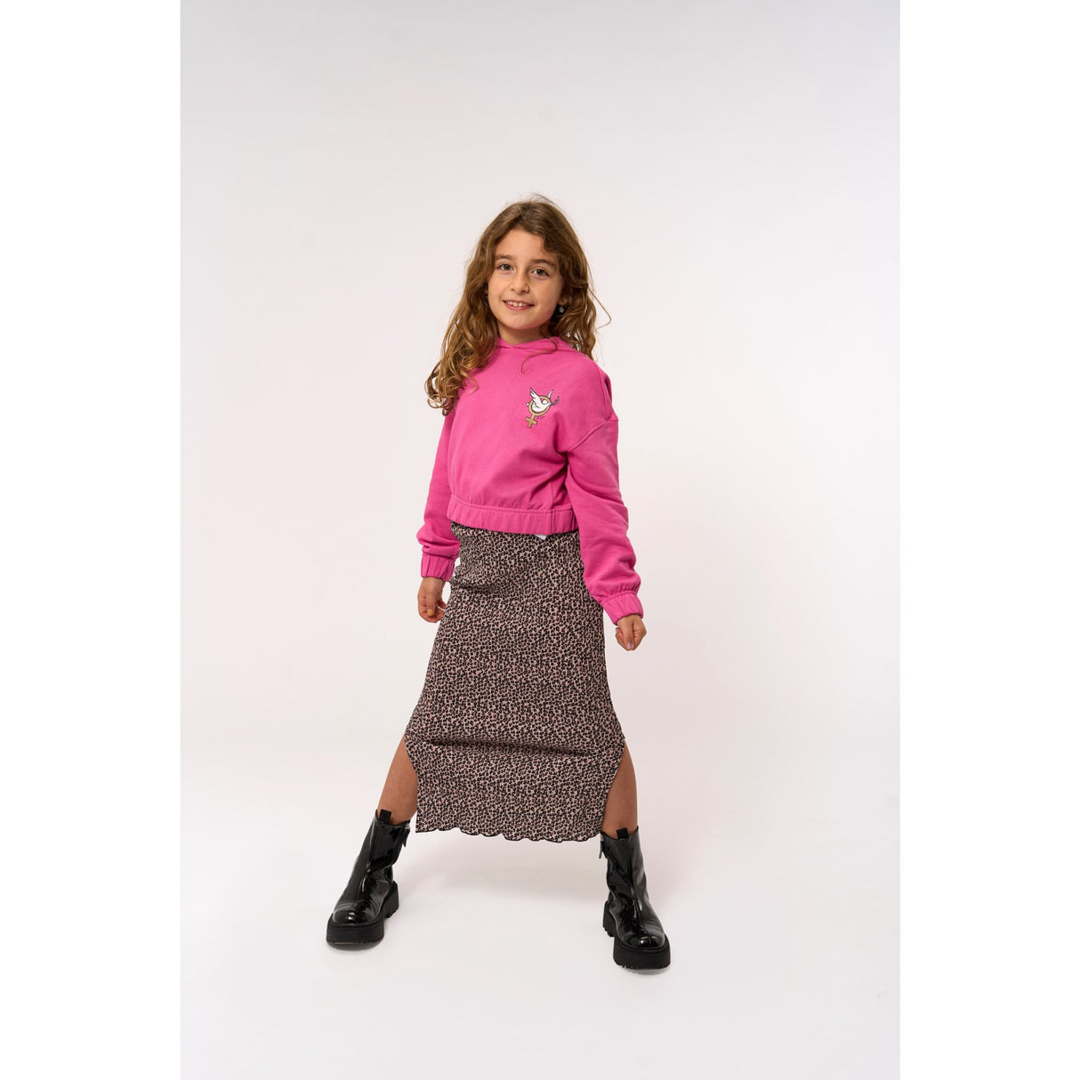 The New Feather Gray AOP TNPet Long Pleat Skjørt