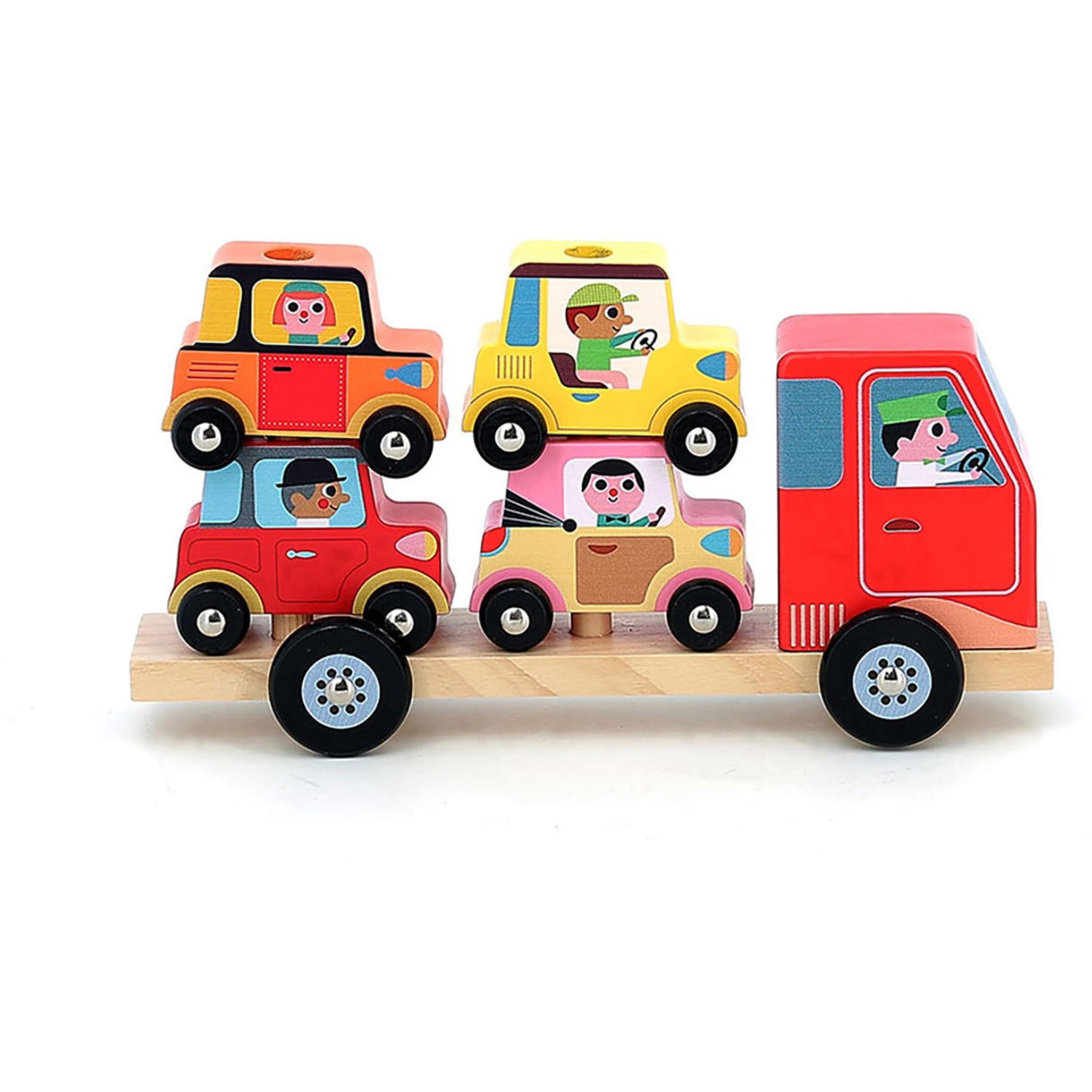 Vilac lastebil med tilhenger og stablebiler