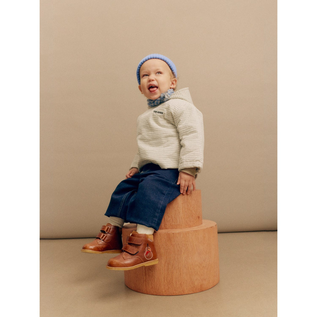 Angulus Cognac/Cognac TEX-støvel for nybegynnere med brodert snømann