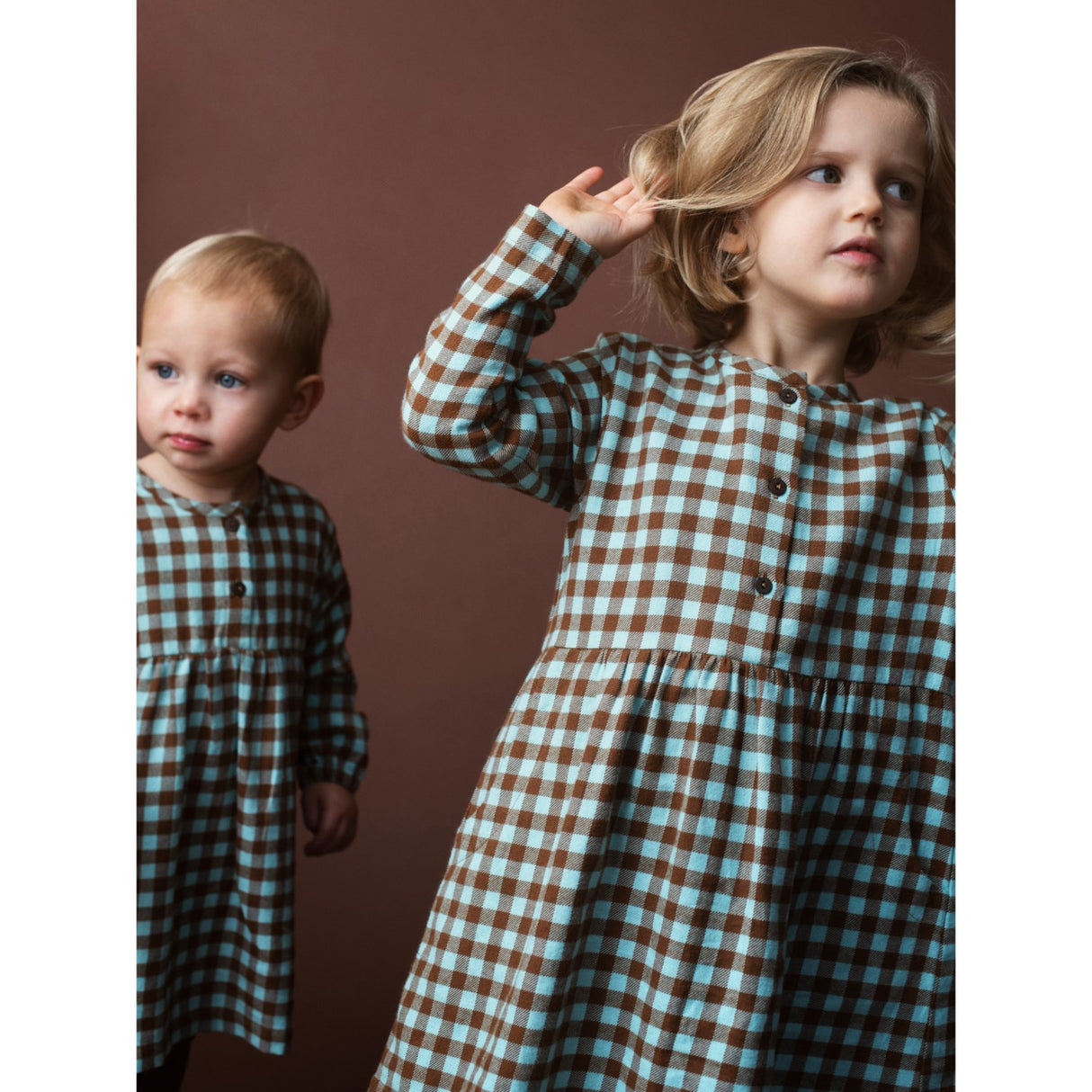 Serendipity Coffee Checks Brushed Kjole