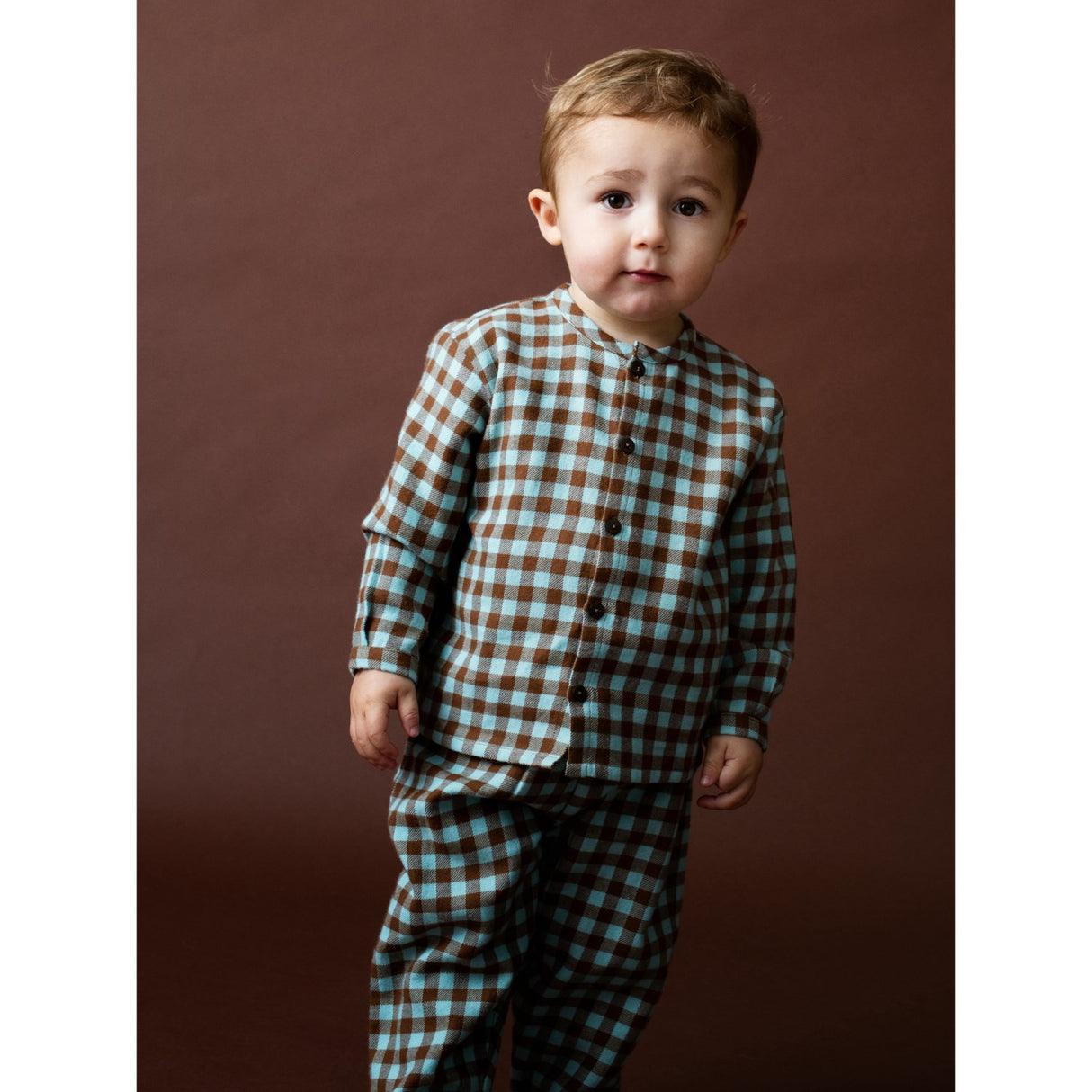 Serendipity Coffee Checks Baby Brushed Bukser