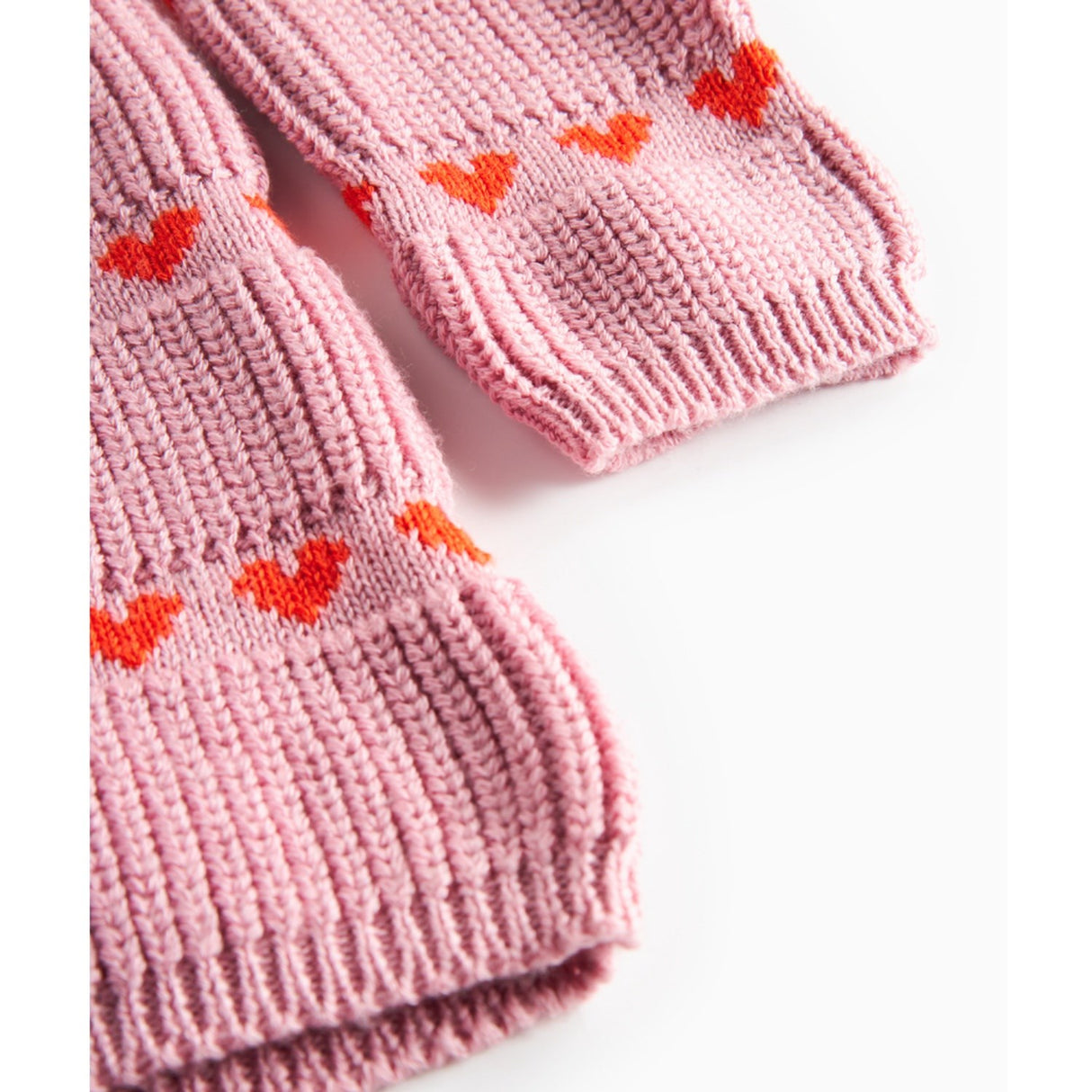 MarMar Light Cotton Wool Pattern Soft Berry Hearts Daso Strikk Kjole