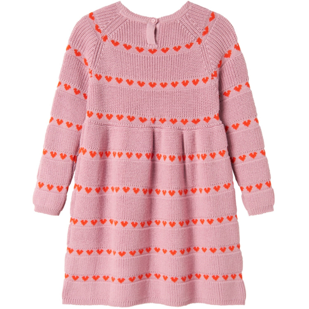 MarMar Light Cotton Wool Pattern Soft Berry Hearts Daso Strikk Kjole