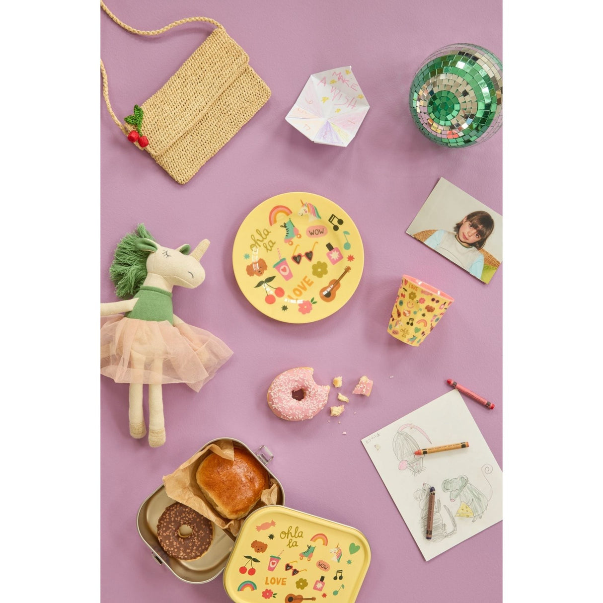 Rice Unicorn Love Print Stainless Steel Lunchbox With Moveable Divider Large 1400 Ml