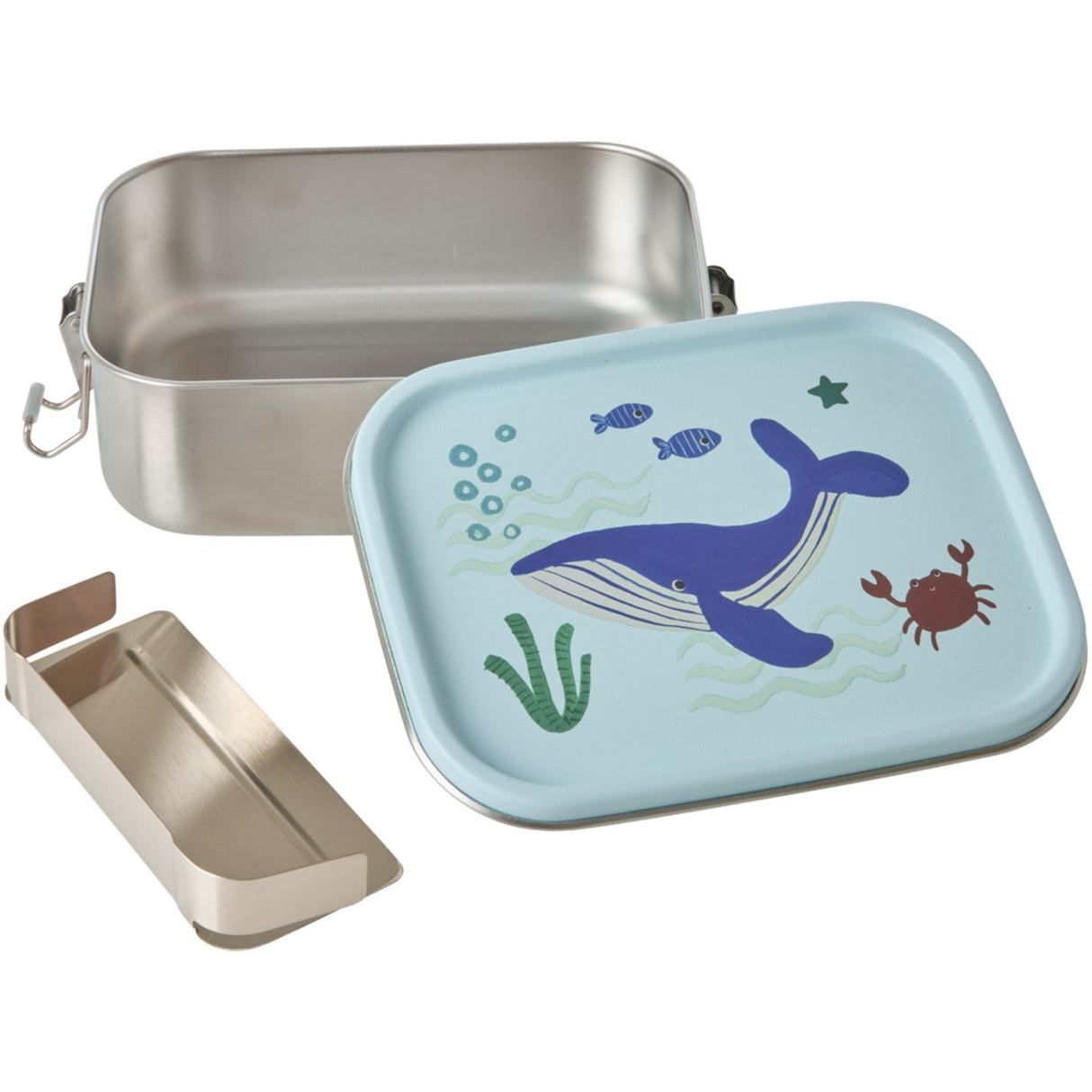 Rice Blue Ocean Print Stainless Steel Lunchbox With Moveable Divider Small 800 Ml