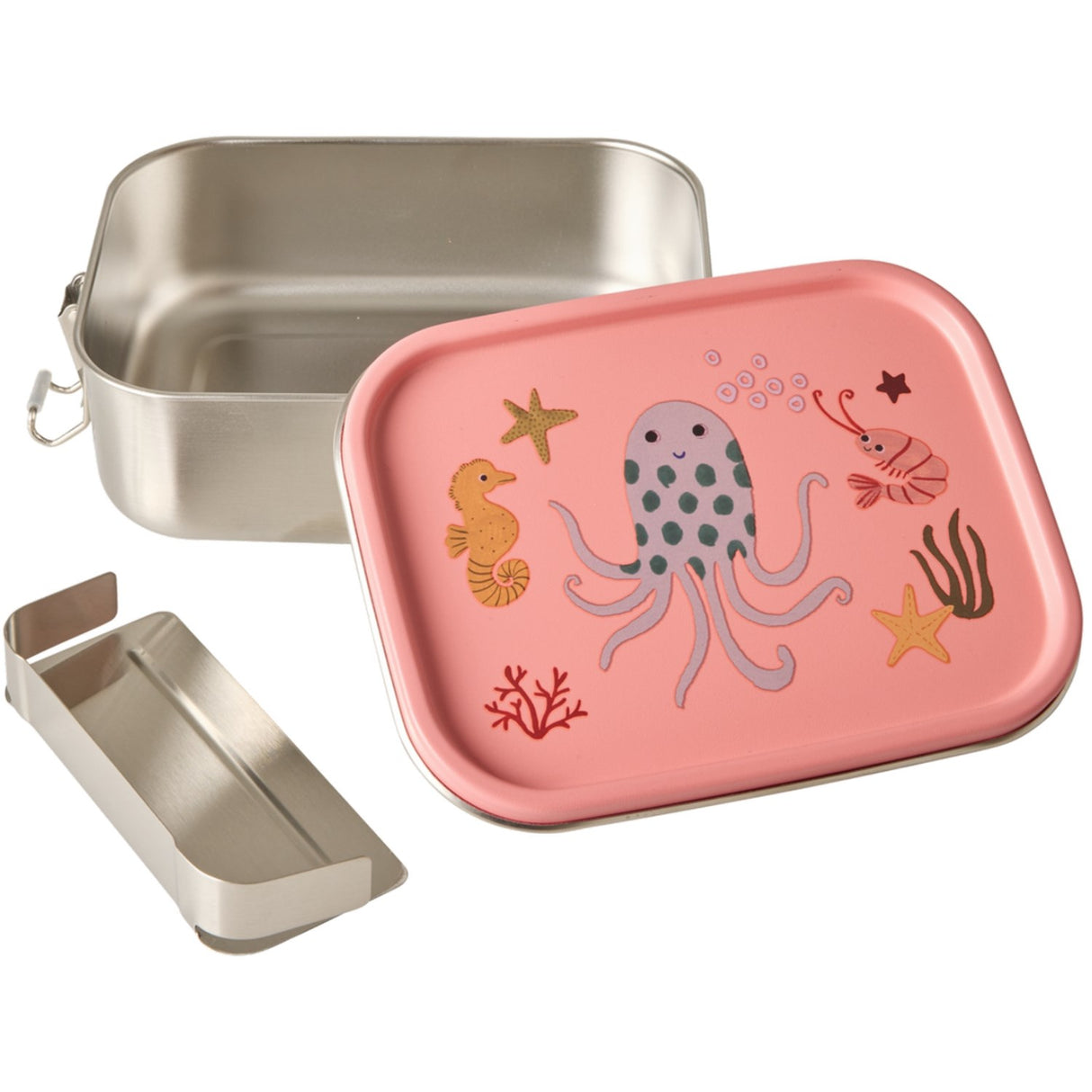 Rice Coral Ocean Print Stainless Steel Lunchbox With Moveable Divider Small 800 Ml