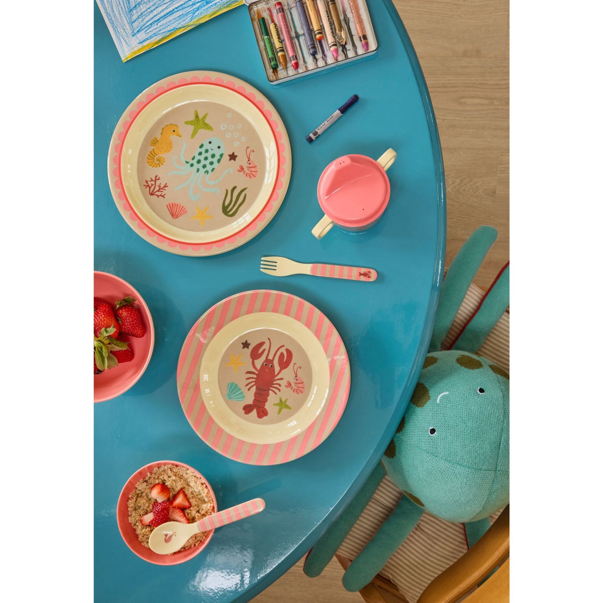 Rice Coral Ocean Print Melamine Kids Lunch Tallerken