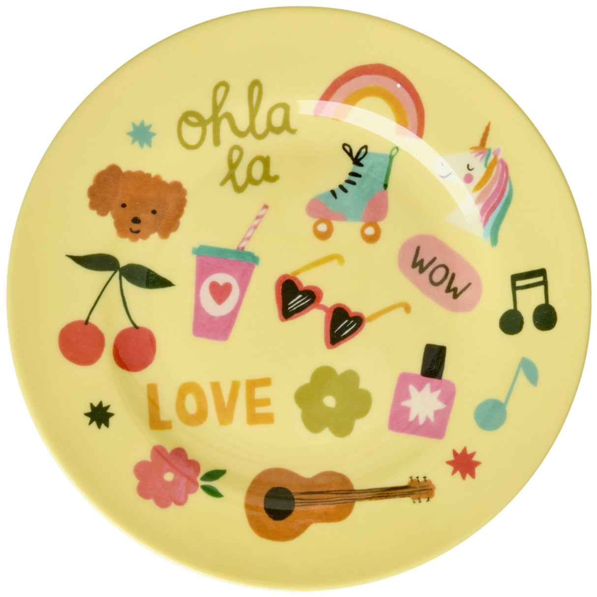 Rice Unicorn Love Print Melamine Round Side Plates