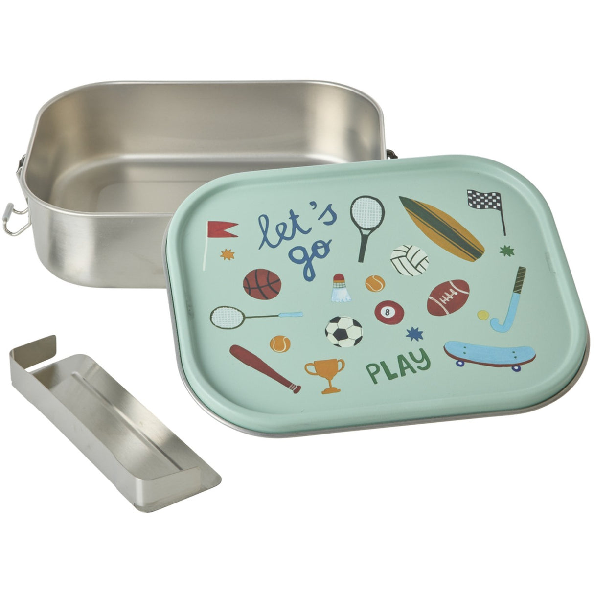 Rice Sports Print Stainless Steel Lunchbox With Moveable Divider Large 1400 Ml