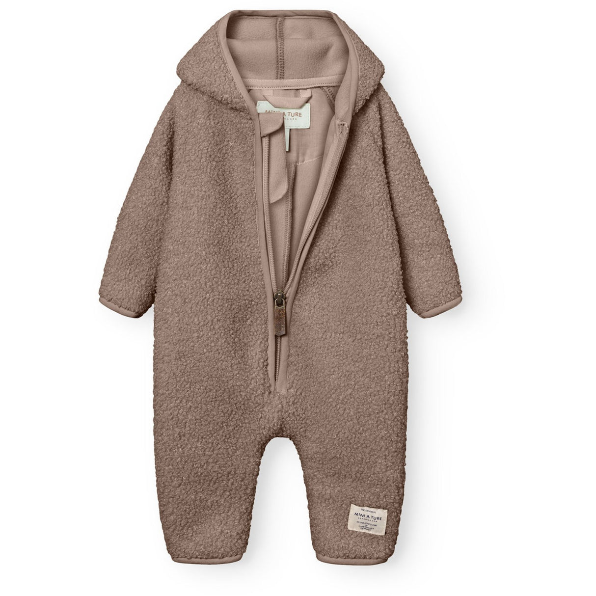 Mini A ture Grey Brown Matadel Teddyfleece Jumpsuit. GRS