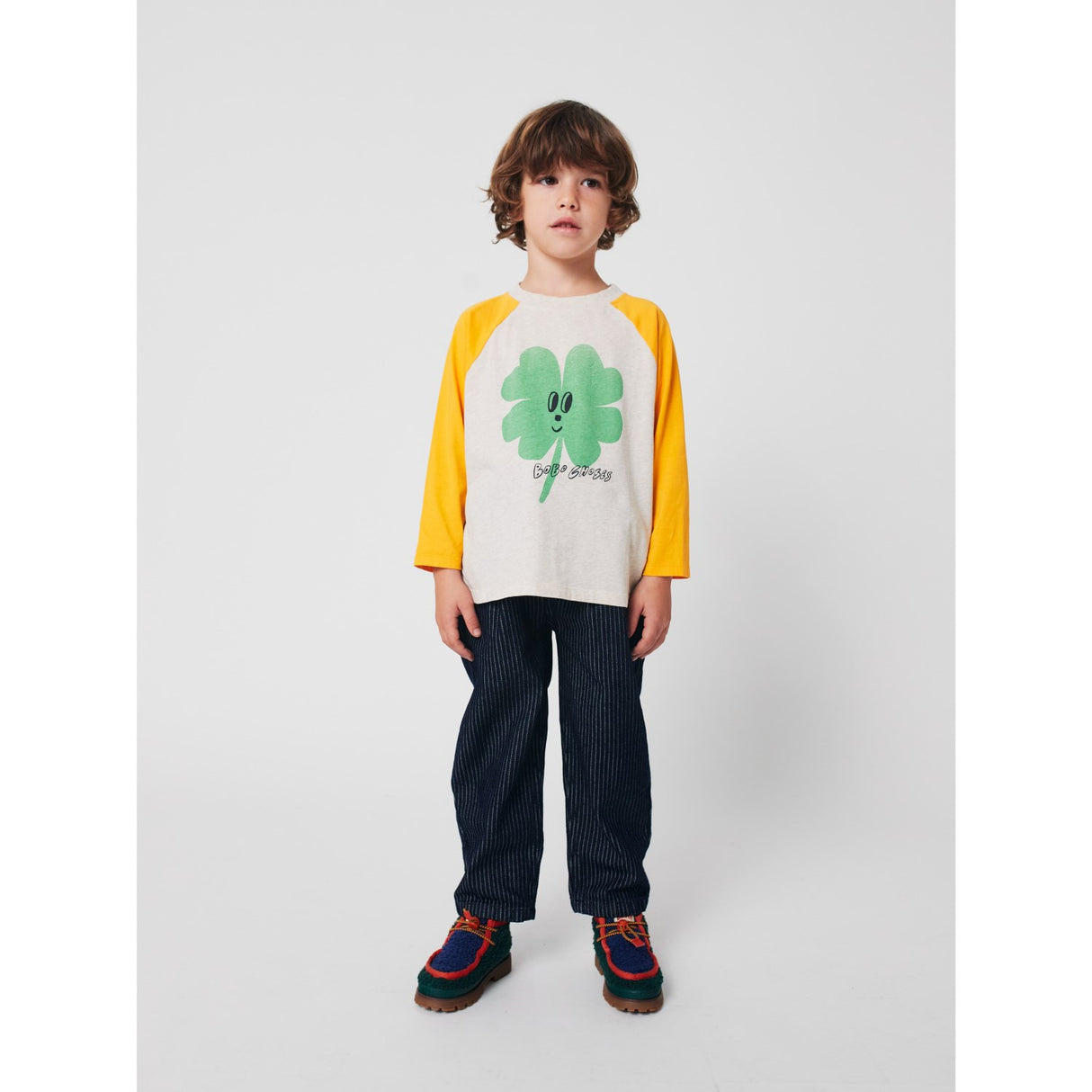 Bobo Choses Yellow Lucky Clover Ranglan Ermer T-Shirt