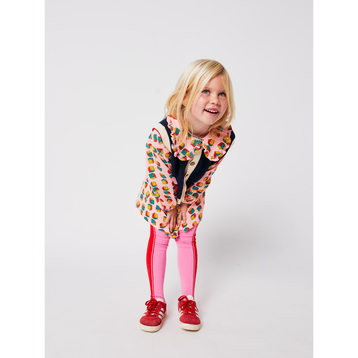 Bobo Choses Pink Dices All Over Micro Corduroy Kjole