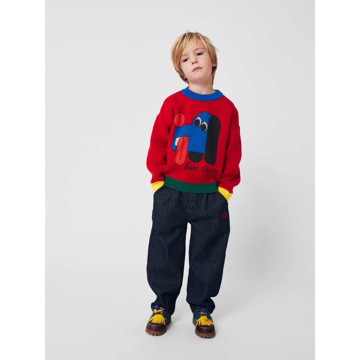 Bobo Choses Red Doggy Mate Jacquard Jumper