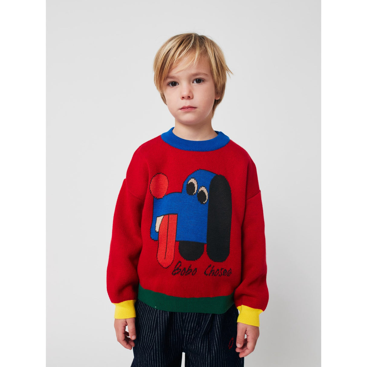 Bobo Choses Red Doggy Mate Jacquard Jumper