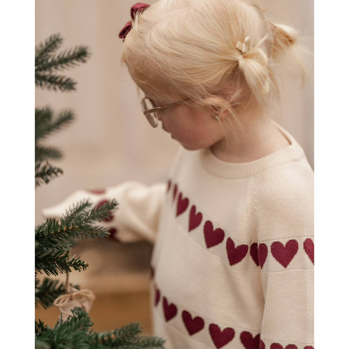 Hanevild Ivory Red Heart Bluse