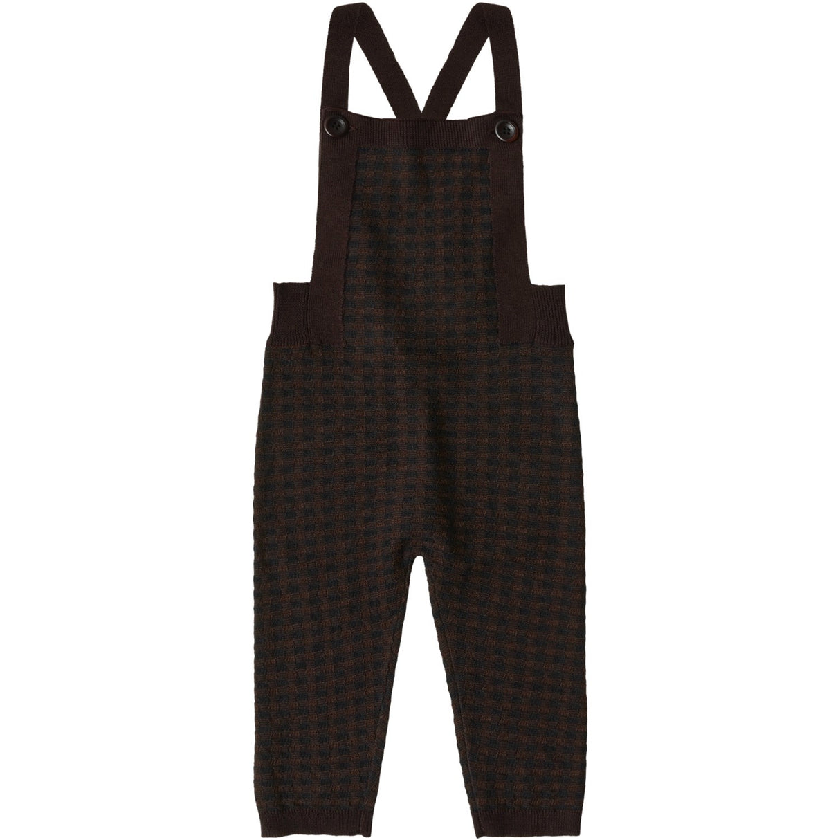 FUB Mocca/Dark Navy Baby Checked Overalls