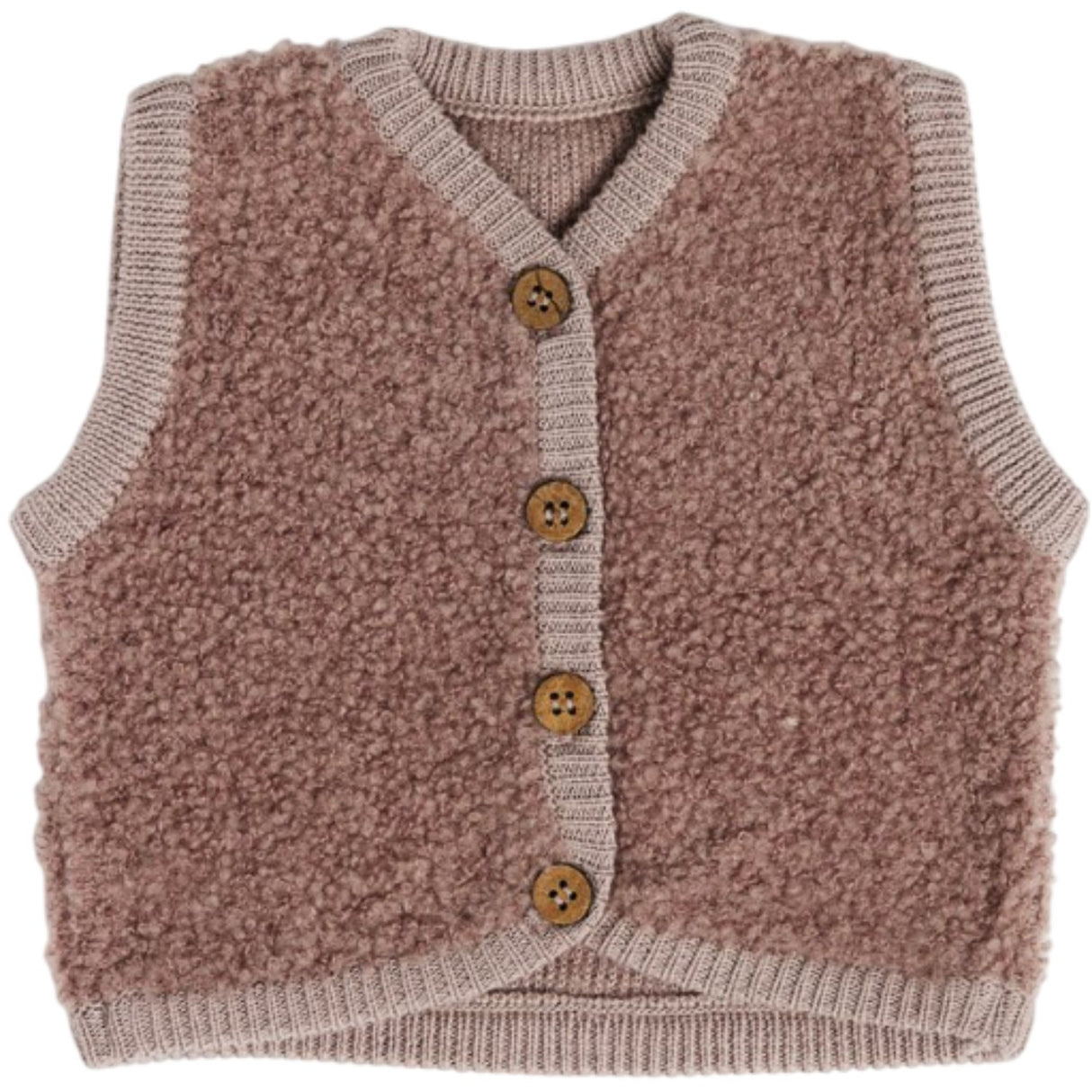 Smallstuff Rose Vest Med Knapper Bouclé Merino Ull