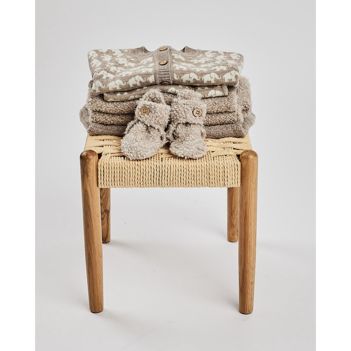 Smallstuff Natur Melange Cardigan Med Glidelås Bouclé Merino Ull