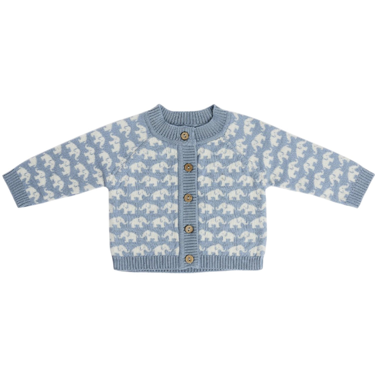 Smallstuff Blue Cardigan Ao Elephants Merino Ull