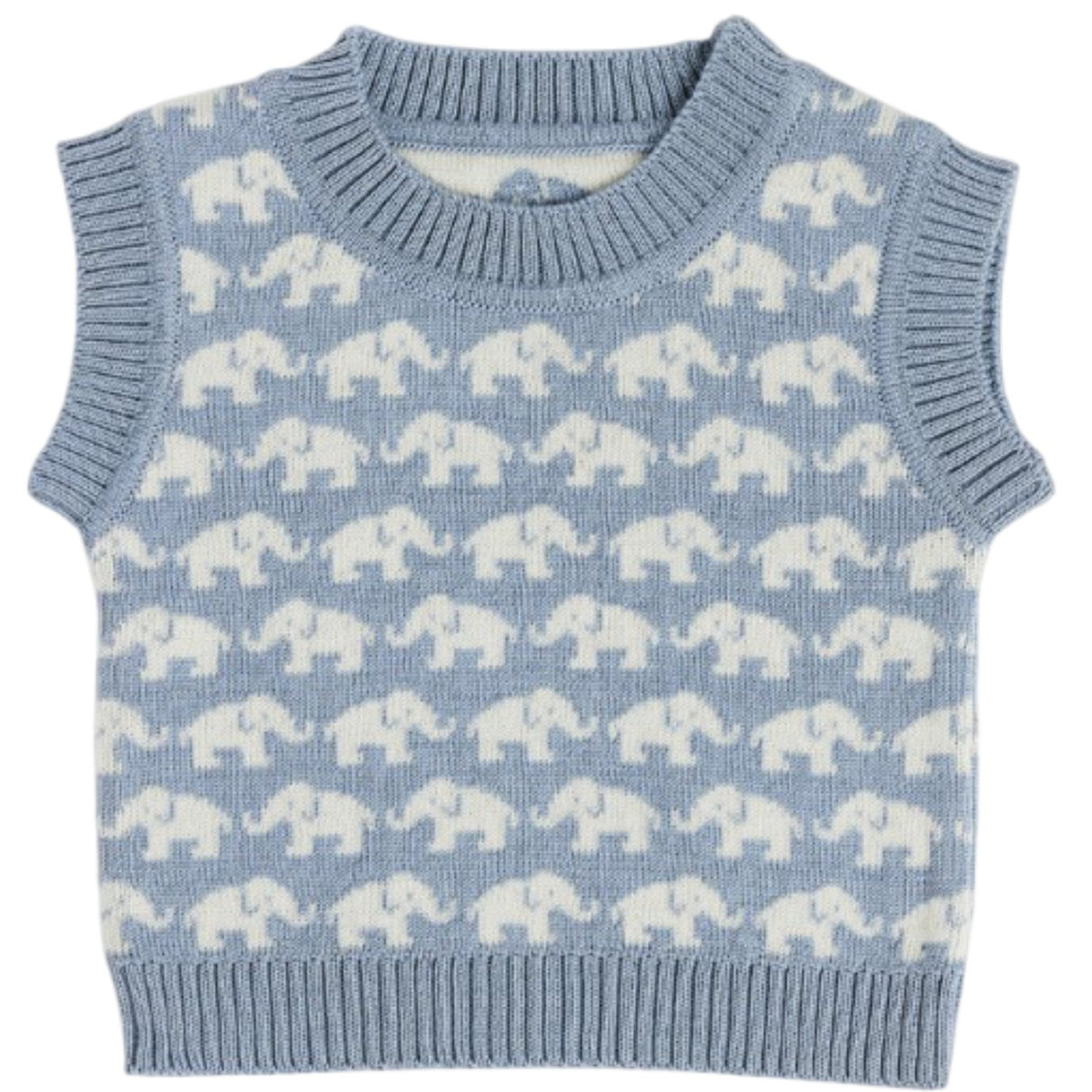 Smallstuff Blue Vest Ao Elephants Merino Ull