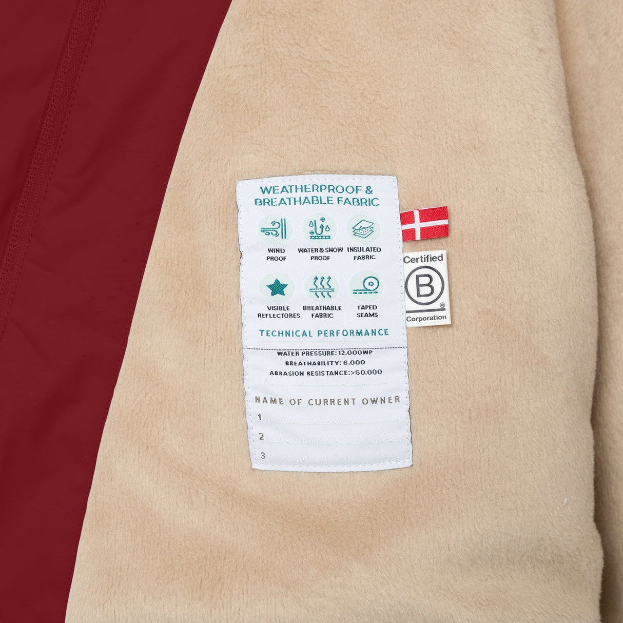 Mini A ture Red Merlot Matwang Fleece Lined Winter Jacket. GRS