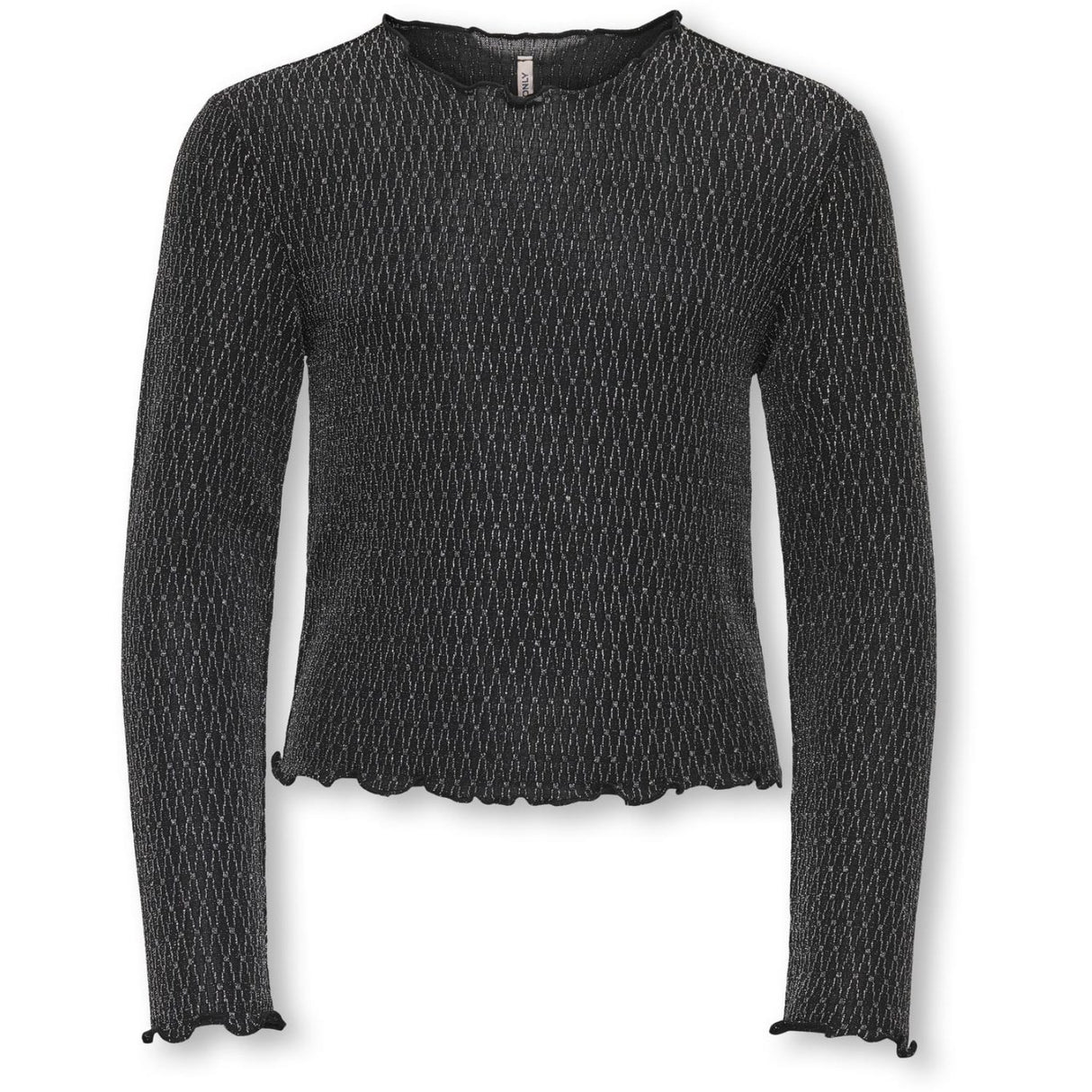kids ONLY Black Lurex Silver/Harlekin Kogqueen L/S Glitter Topp Bf Jrs