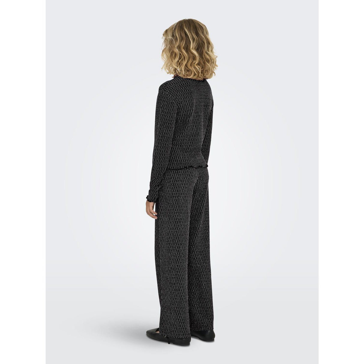 kids ONLY Black Lurex Silver/Harlekin Kogqueen L/S Glitter Topp Bf Jrs