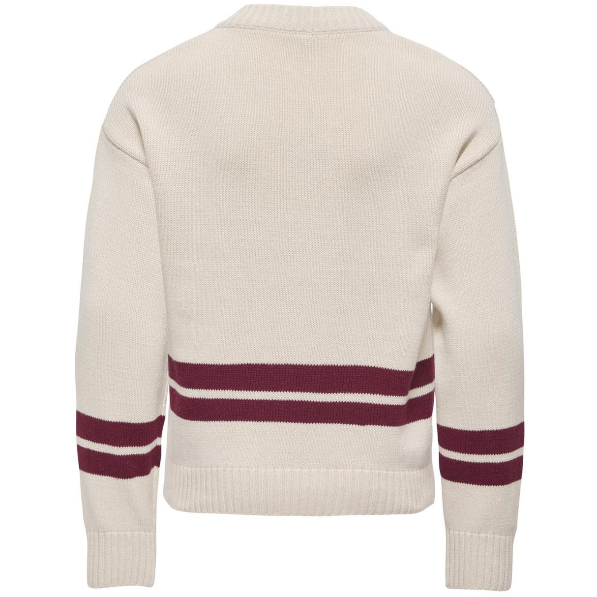 kids ONLY Birch Badge/Cabernet Kogjanny Life L/S Varsity V-Neck Knt