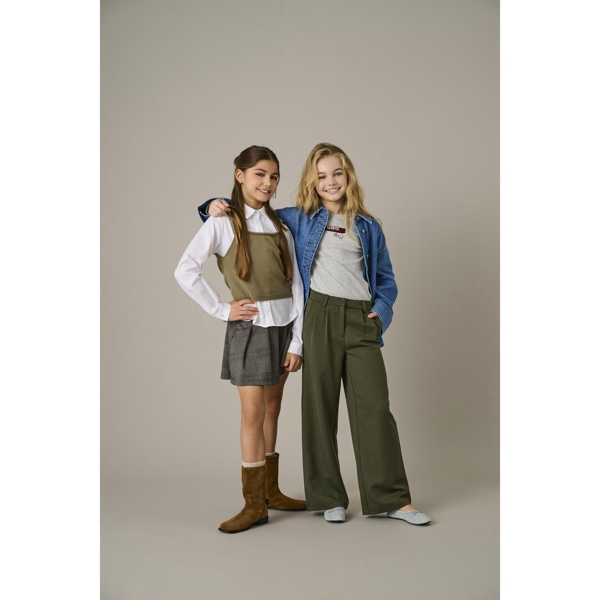 kids ONLY Seal Brown Libra Checks Kogfine Pleat Skjørt Jrs