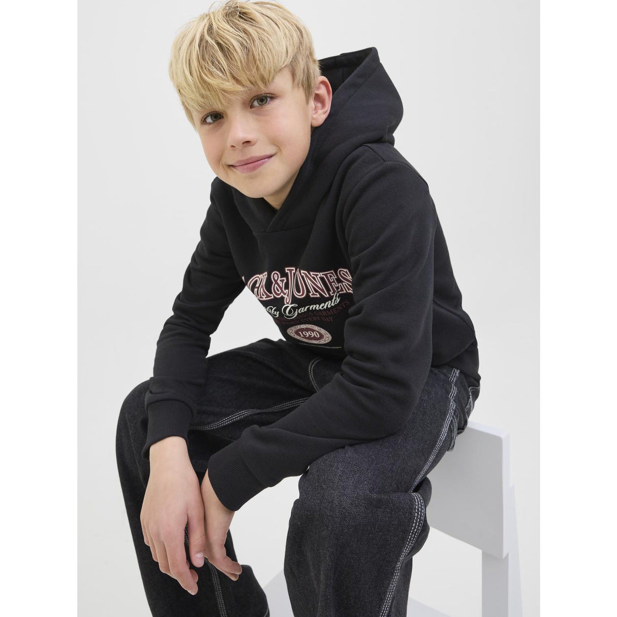 Jack & Jones Junior Black Jjari Branding Sweat Hette Jnr
