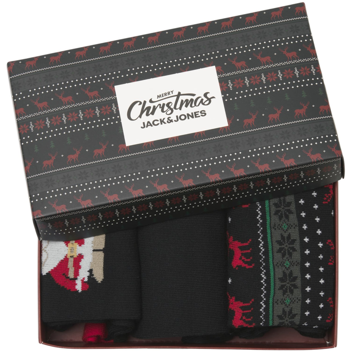 Jack & Jones Junior Black Jacxmas Reinsdyr Strømper Giftbox Jnr