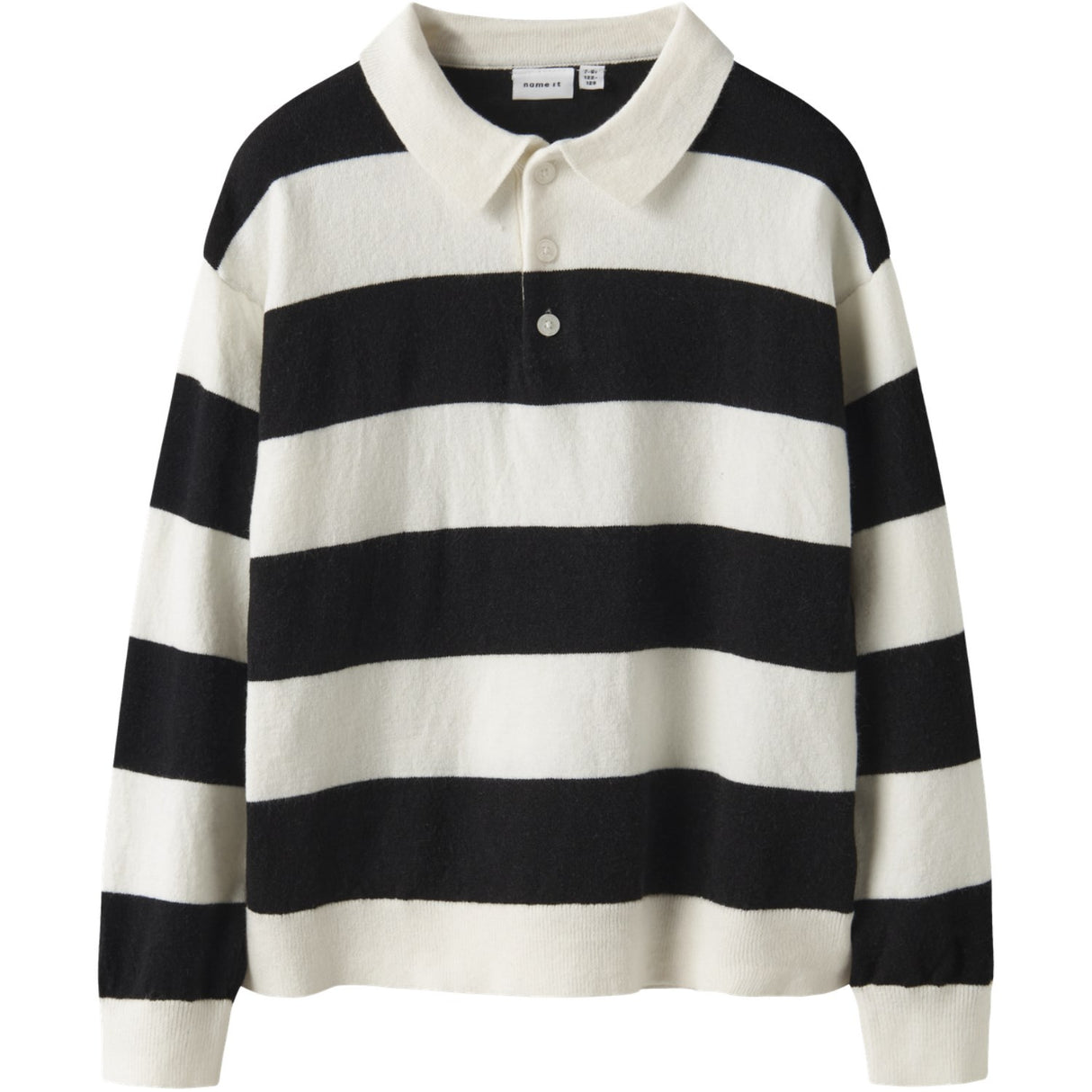 Name It Black Nkmobert Ls Loose Strikk Polo