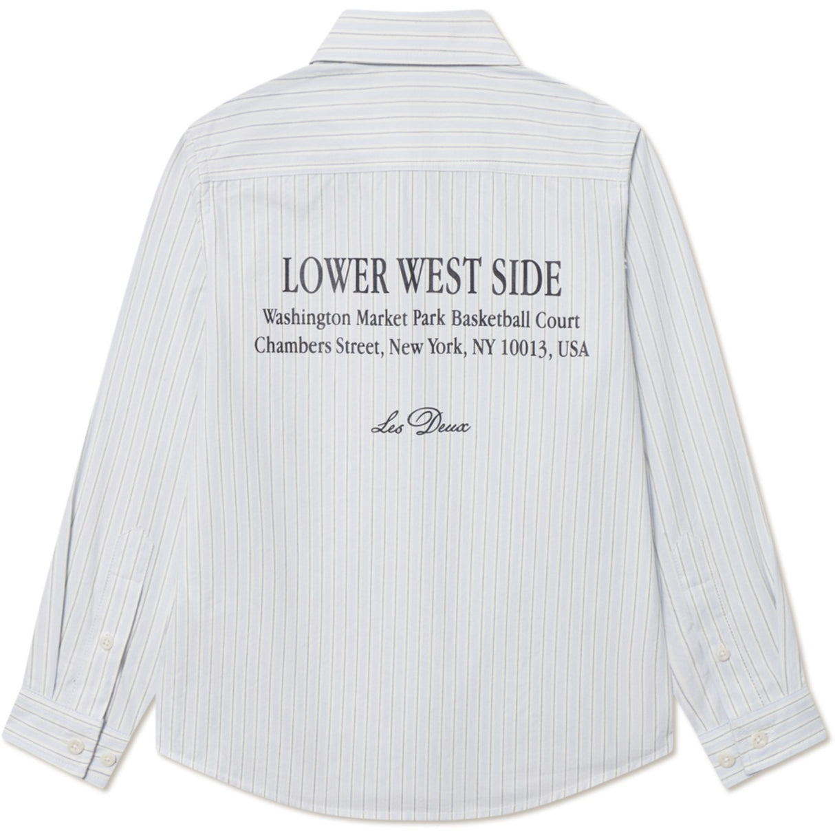 Les Deux Kids Xenon Blue Kent Print Stripe Poplin Skjorte KIDS