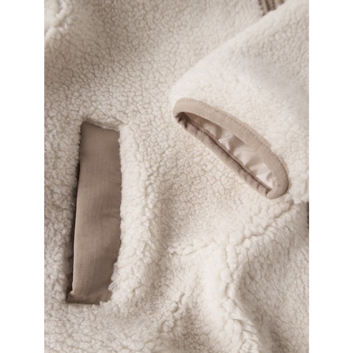 Name It Moonbeam Chest Pocket Savannah Tan Nknmattia Sherpa Jakke Pb