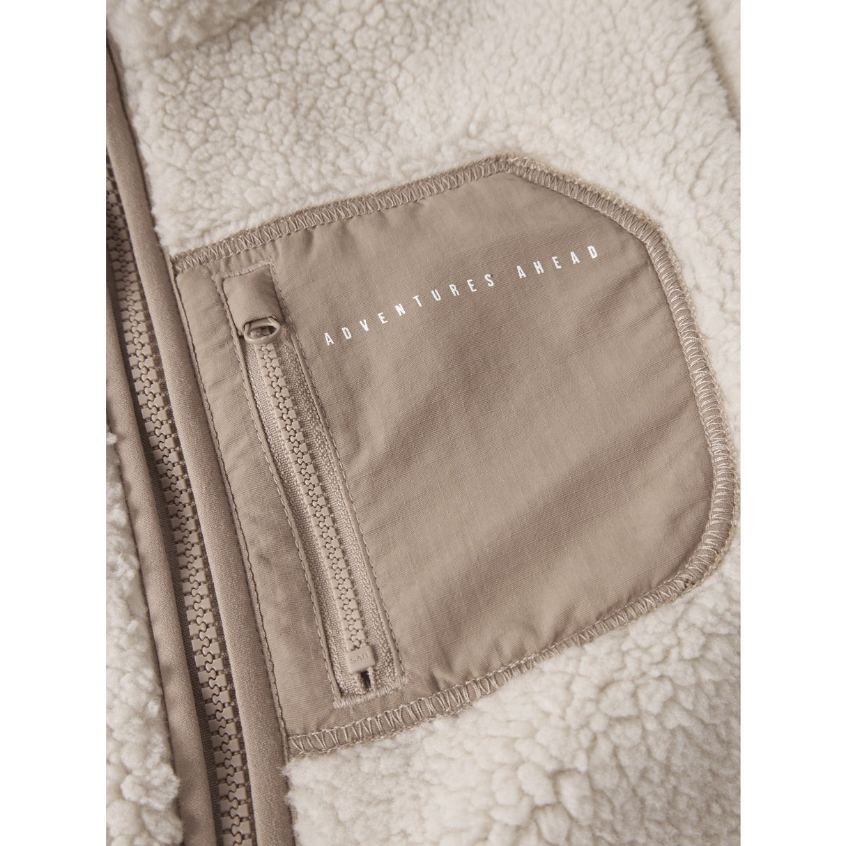 Name It Moonbeam Chest Pocket Savannah Tan Nknmattia Sherpa Jakke Pb