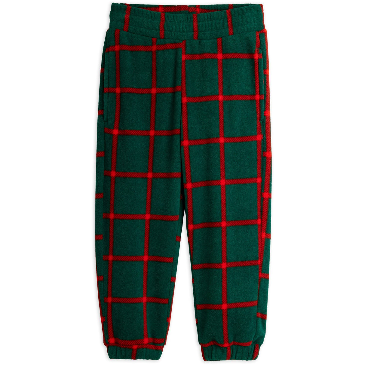 Mini Rodini Green Plaid AOP Fleece Trousers