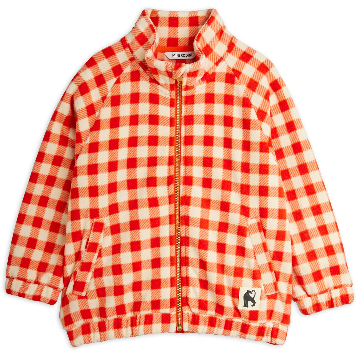 Mini Rodini Red Gingham AOP Fleece Jakke