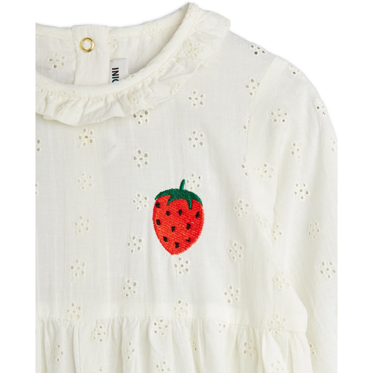 Mini Rodini White Strawberry Emb Schiffli Buksedrakt